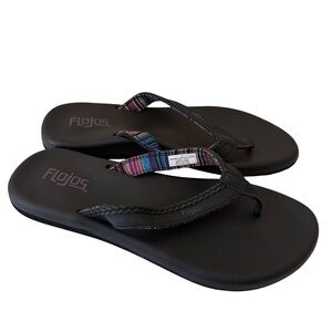 Flojos Sandals Womens size 9 Maddy Memory Foam Flip Flop Black  purple